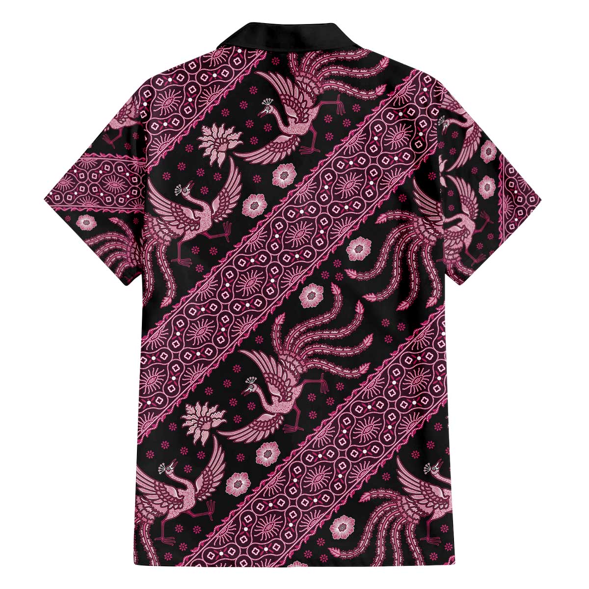 Indonesia Batik Pattern Family Matching Off The Shoulder Long Sleeve Dress and Hawaiian Shirt Pink Version LT01 - Polynesian Pride