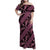 Indonesia Batik Pattern Family Matching Off Shoulder Maxi Dress and Hawaiian Shirt Pink Version