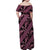 Indonesia Batik Pattern Family Matching Off Shoulder Maxi Dress and Hawaiian Shirt Pink Version