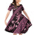 Indonesia Batik Pattern Family Matching Off Shoulder Short Dress and Hawaiian Shirt Pink Version