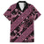 Indonesia Batik Pattern Family Matching Off Shoulder Short Dress and Hawaiian Shirt Pink Version