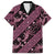 Indonesia Batik Pattern Family Matching Short Sleeve Bodycon Dress and Hawaiian Shirt Pink Version