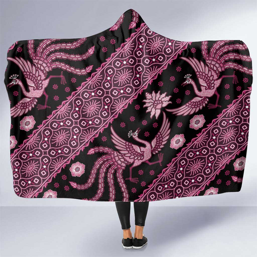 Indonesia Batik Pattern Hooded Blanket Pink Version