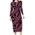 Indonesia Batik Pattern Long Sleeve Bodycon Dress Pink Version