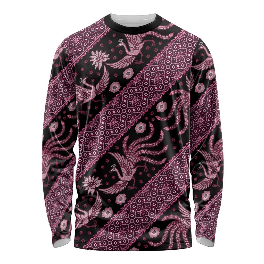 Indonesia Batik Pattern Long Sleeve Shirt Pink Version