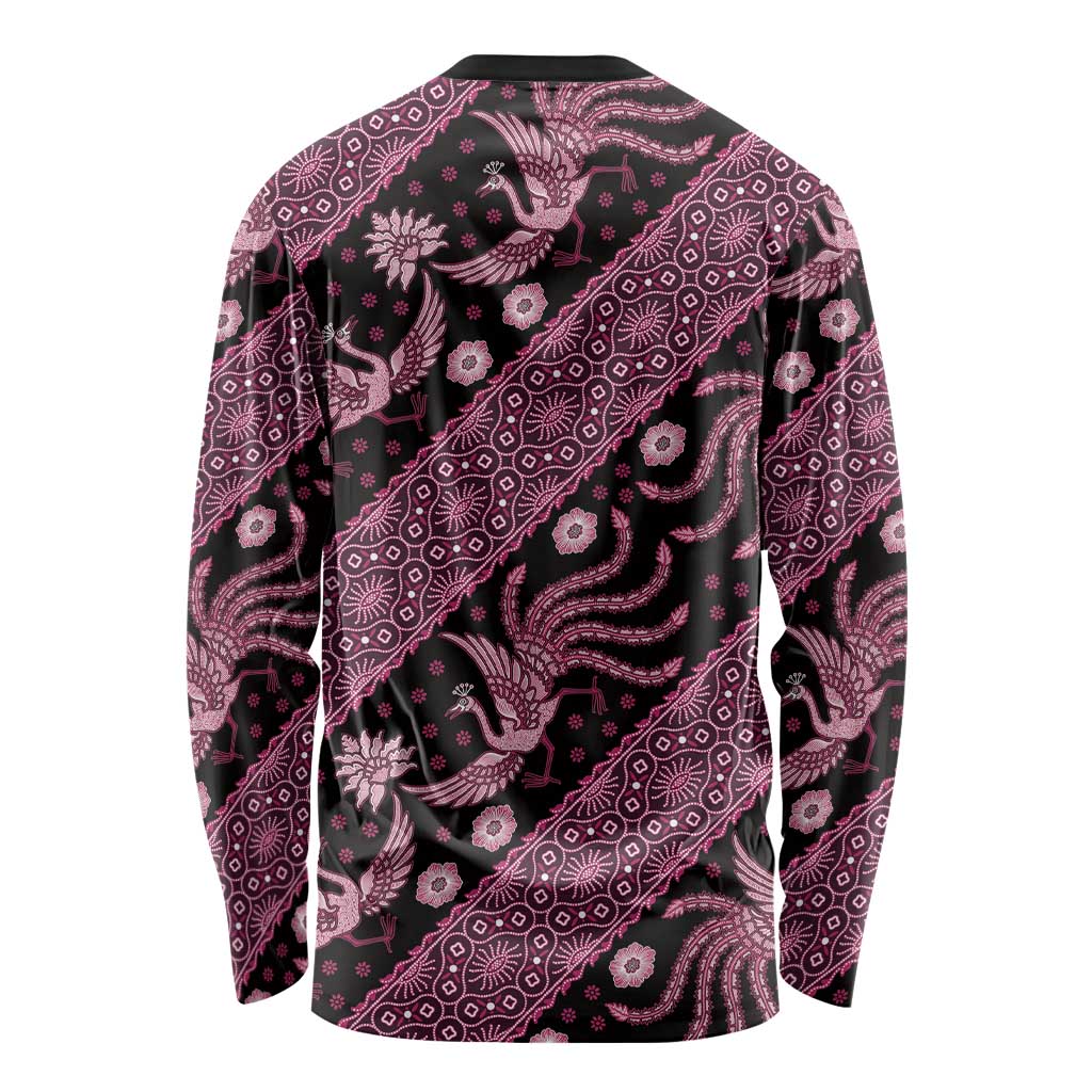 Indonesia Batik Pattern Long Sleeve Shirt Pink Version