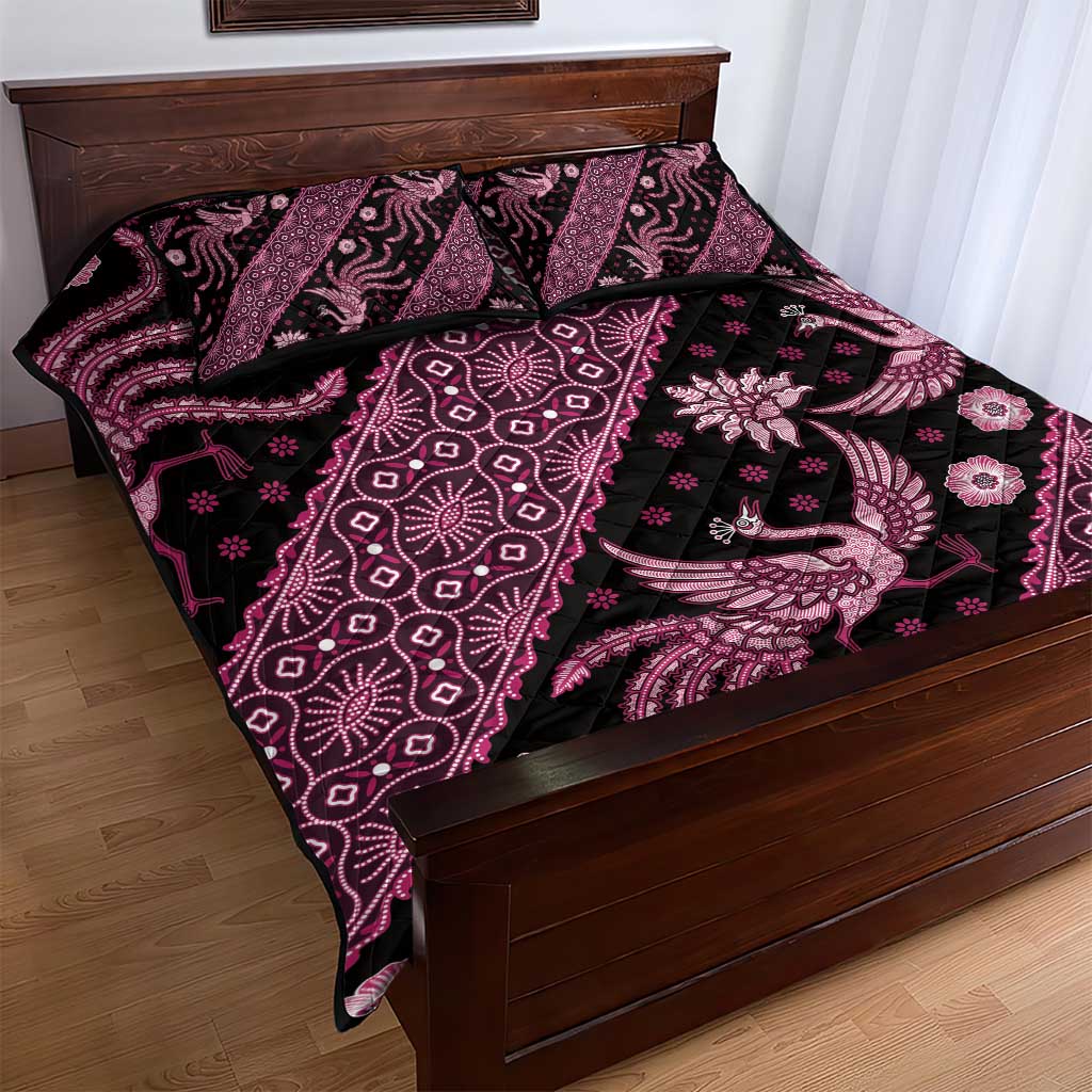 Indonesia Batik Pattern Quilt Bed Set Pink Version