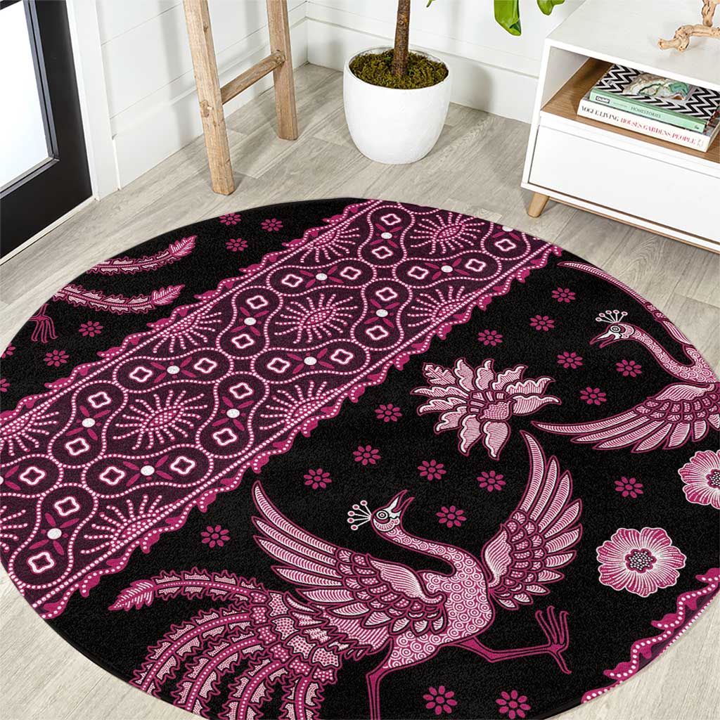 Indonesia Batik Pattern Round Carpet Pink Version