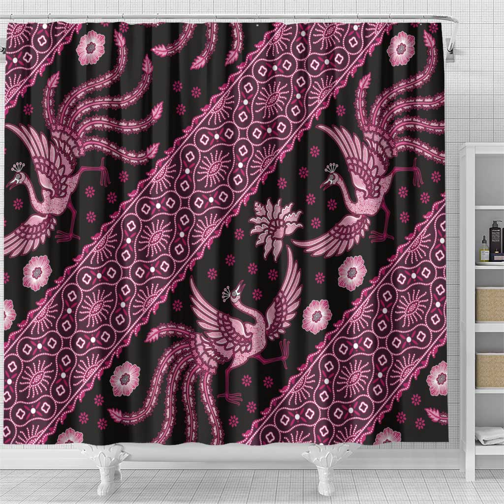 Indonesia Batik Pattern Shower Curtain Pink Version