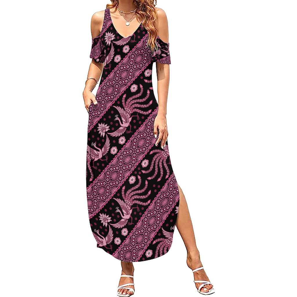 Indonesia Batik Pattern Summer Maxi Dress Pink Version