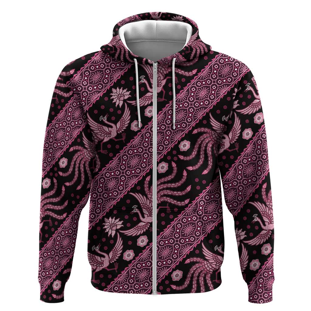 Indonesia Batik Pattern Zip Hoodie Pink Version