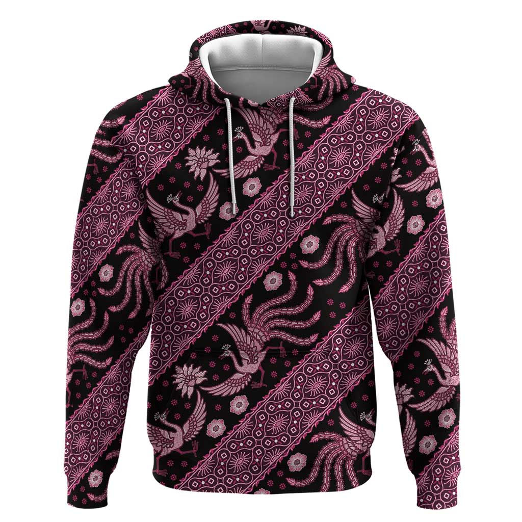 Indonesia Batik Pattern Zip Hoodie Pink Version