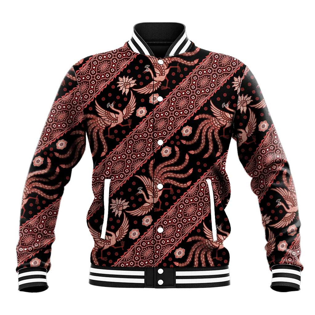 Indonesia Batik Pattern Baseball Jacket Red Version