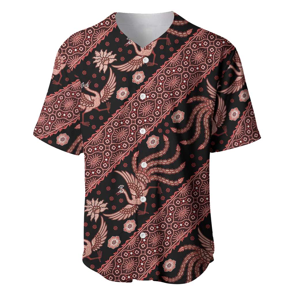 Indonesia Batik Pattern Baseball Jersey Red Version