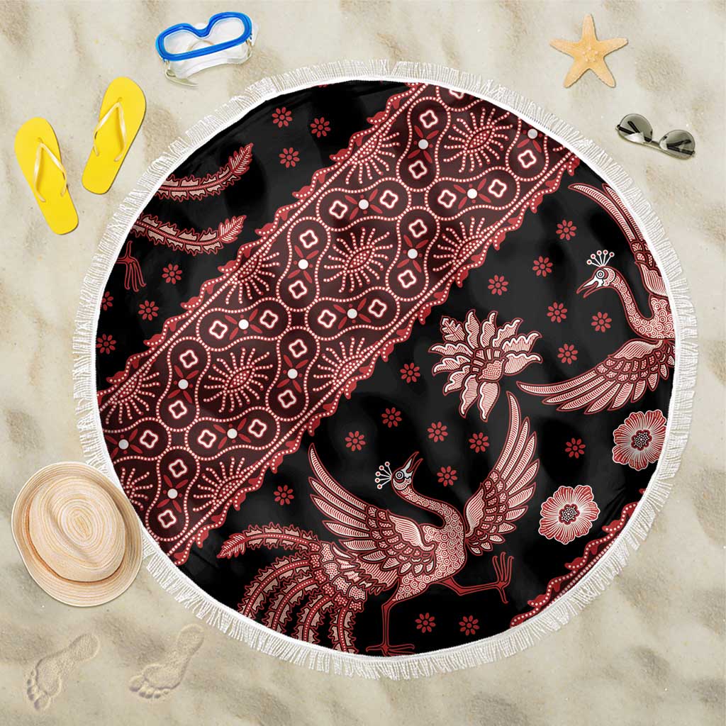 Indonesia Batik Pattern Beach Blanket Red Version