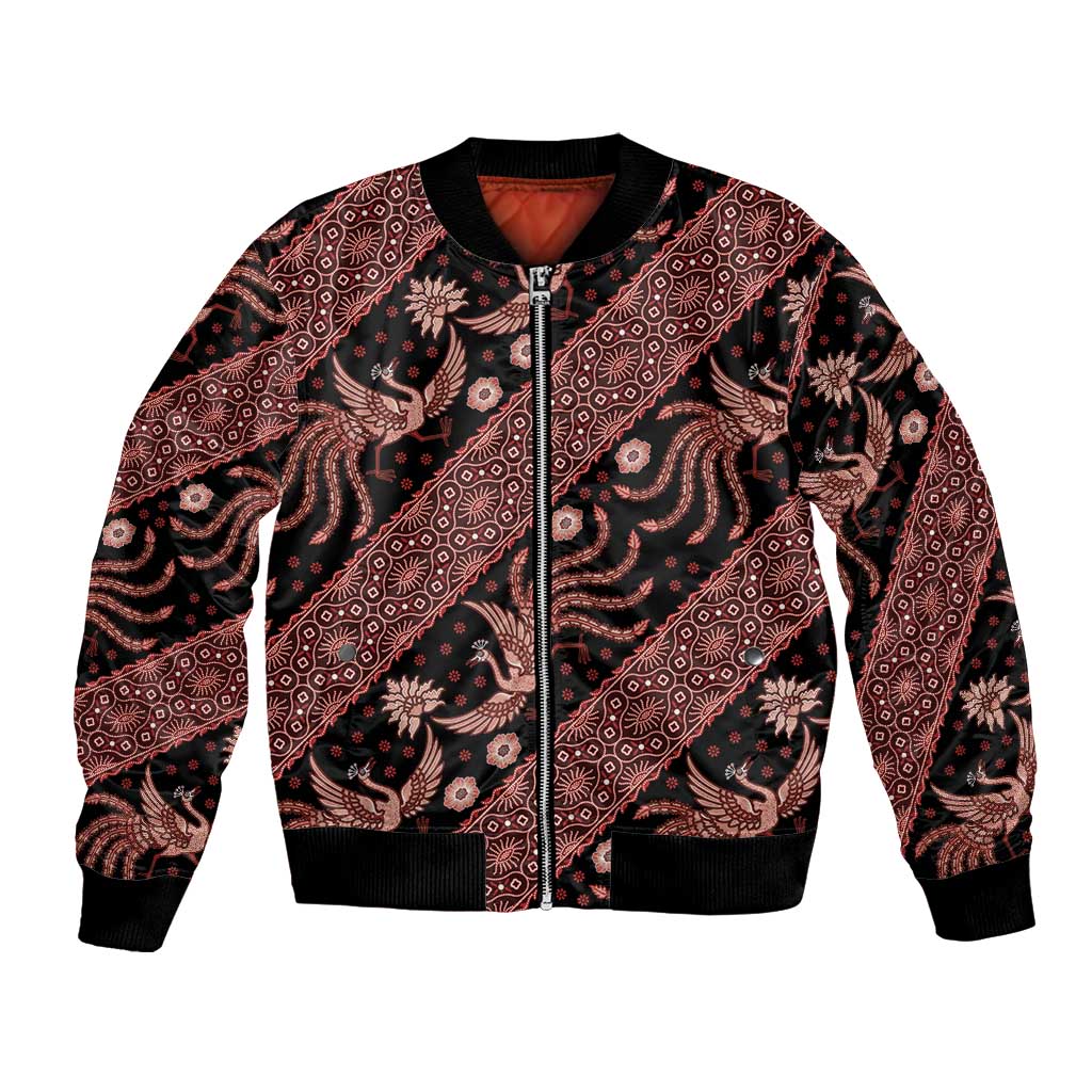 Indonesia Batik Pattern Bomber Jacket Red Version