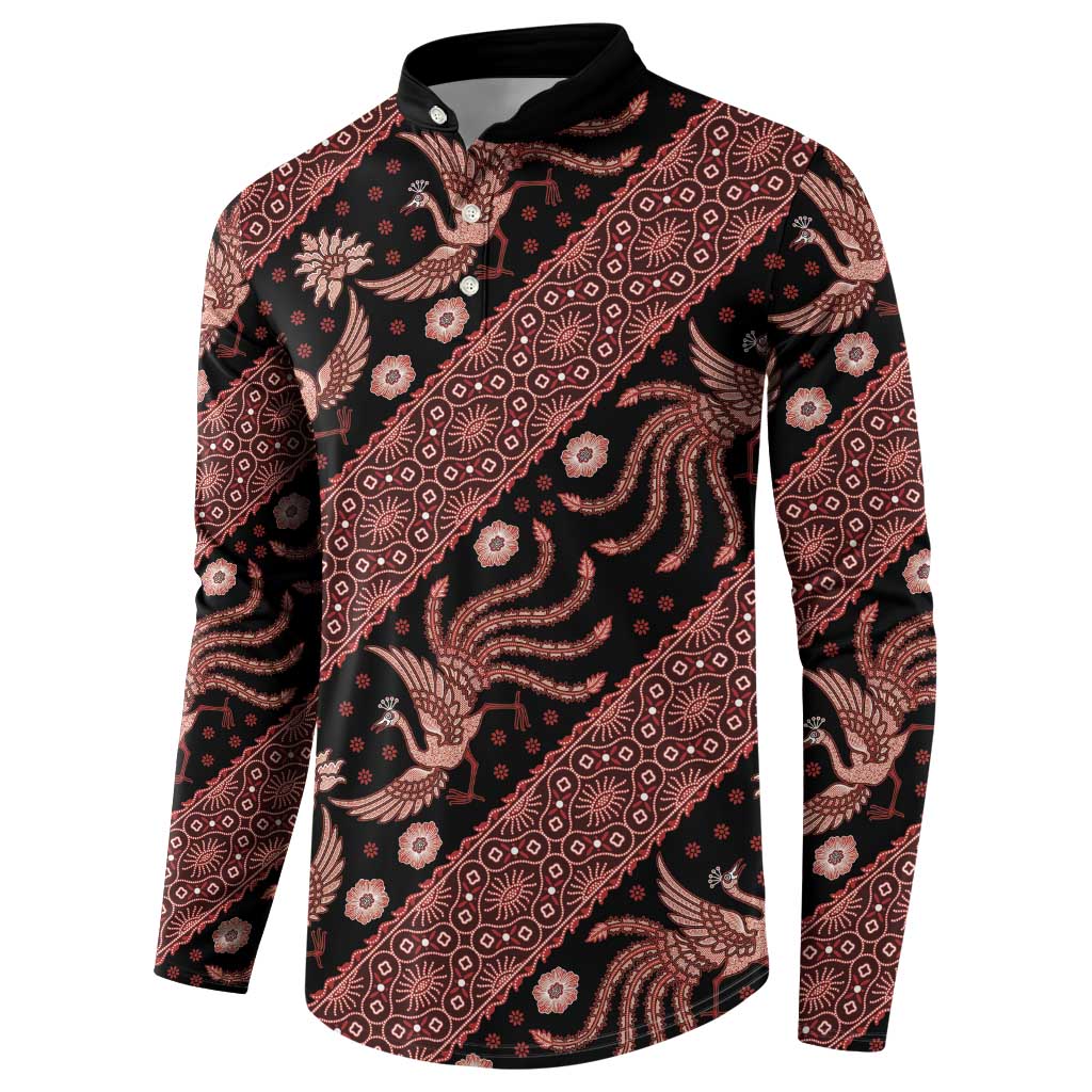 Indonesia Batik Pattern Button Sweatshirt Red Version
