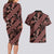 Indonesia Batik Pattern Couples Matching Long Sleeve Bodycon Dress and Hawaiian Shirt Red Version