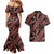 Indonesia Batik Pattern Couples Matching Mermaid Dress and Hawaiian Shirt Red Version