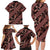 Indonesia Batik Pattern Family Matching Long Sleeve Bodycon Dress and Hawaiian Shirt Red Version