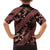 Indonesia Batik Pattern Family Matching Off The Shoulder Long Sleeve Dress and Hawaiian Shirt Red Version