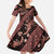 Indonesia Batik Pattern Family Matching Off The Shoulder Long Sleeve Dress and Hawaiian Shirt Red Version