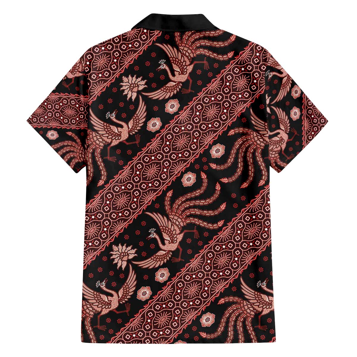Indonesia Batik Pattern Family Matching Off The Shoulder Long Sleeve Dress and Hawaiian Shirt Red Version LT01 - Polynesian Pride