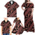 Indonesia Batik Pattern Family Matching Off Shoulder Maxi Dress and Hawaiian Shirt Red Version