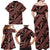 Indonesia Batik Pattern Family Matching Off Shoulder Maxi Dress and Hawaiian Shirt Red Version