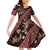 Indonesia Batik Pattern Family Matching Off Shoulder Short Dress and Hawaiian Shirt Red Version