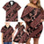 Indonesia Batik Pattern Family Matching Off Shoulder Short Dress and Hawaiian Shirt Red Version