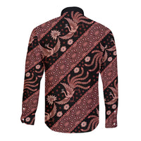 Indonesia Batik Pattern Long Sleeve Button Shirt Red Version