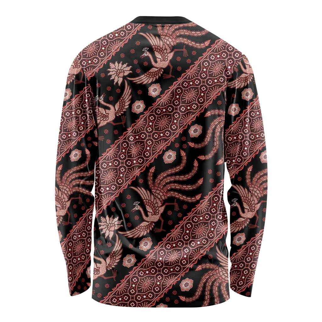 Indonesia Batik Pattern Long Sleeve Shirt Red Version