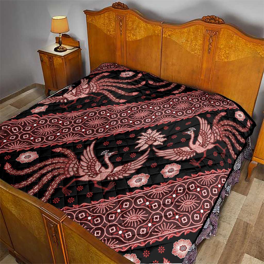 Indonesia Batik Pattern Quilt Red Version