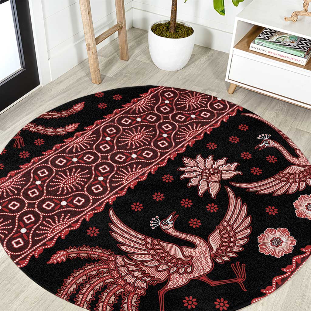 Indonesia Batik Pattern Round Carpet Red Version