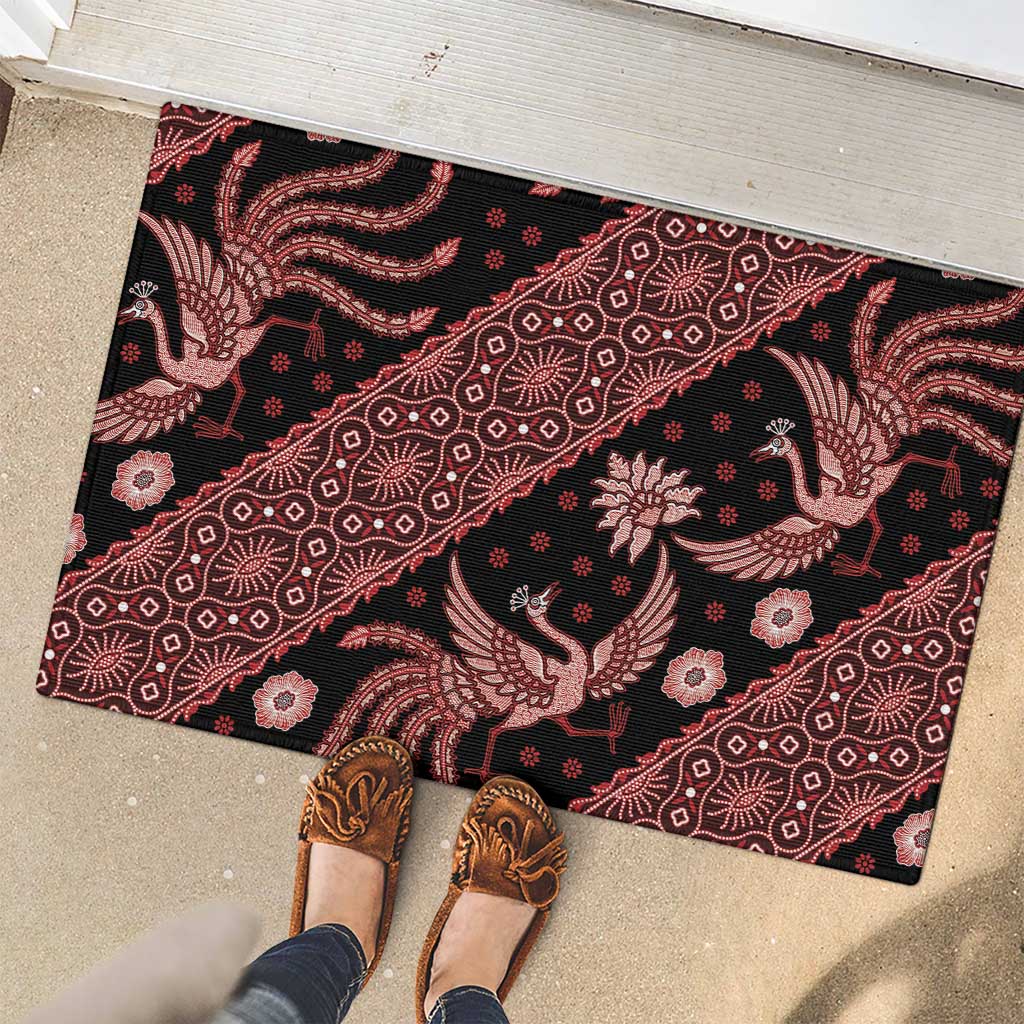 Indonesia Batik Pattern Rubber Doormat Red Version
