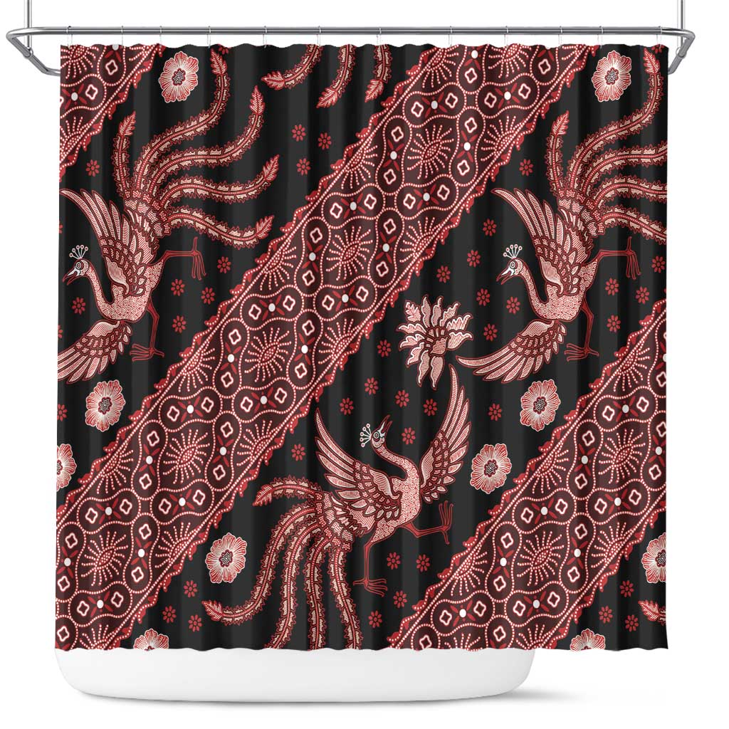 Indonesia Batik Pattern Shower Curtain Red Version