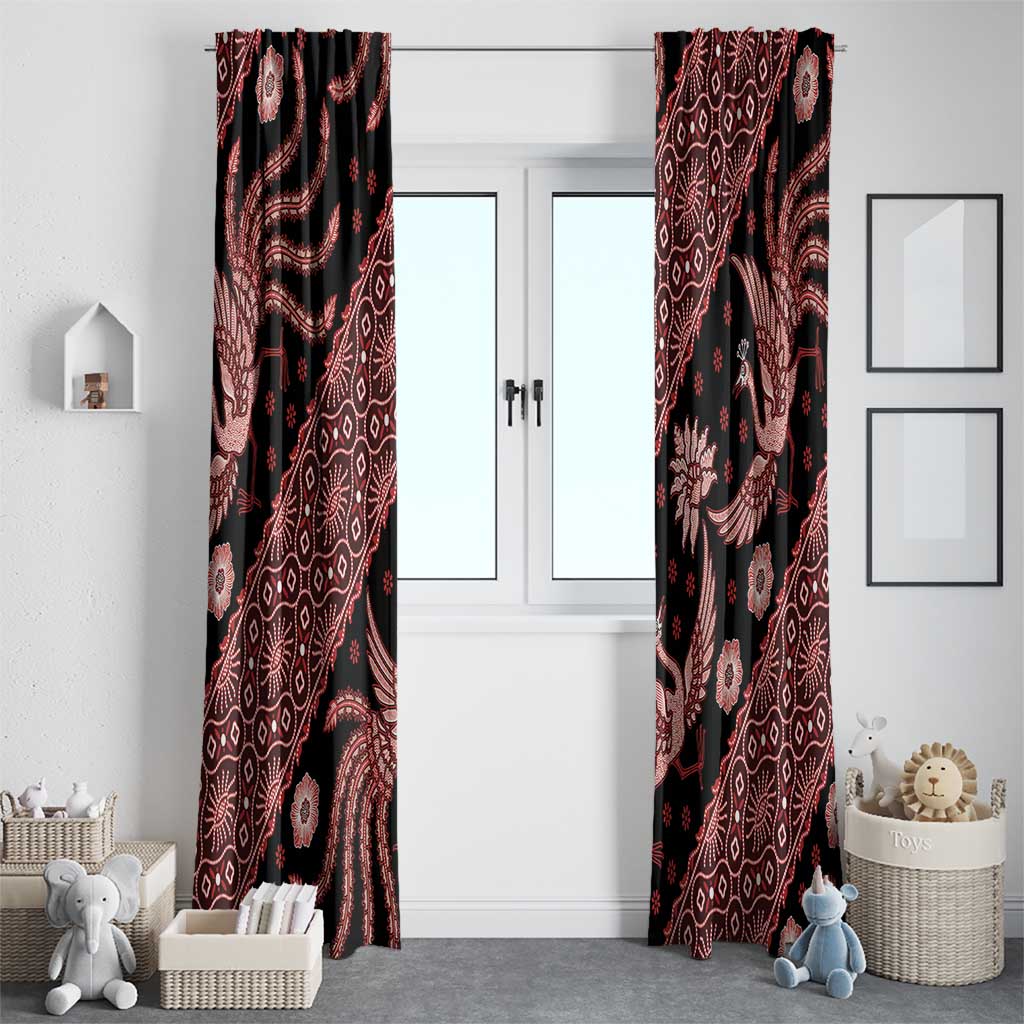 Indonesia Batik Pattern Window Curtain Red Version