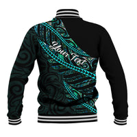Personalised Aotearoa Baseball Jacket Silver Fern Mix Paua Shell Polynesian Pattern LT01 - Polynesian Pride