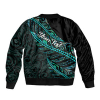Personalised Aotearoa Bomber Jacket Silver Fern Mix Paua Shell Polynesian Pattern LT01 - Polynesian Pride