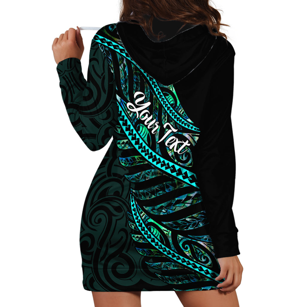Personalised Aotearoa Hoodie Dress Silver Fern Mix Paua Shell Polynesian Pattern LT01 - Polynesian Pride