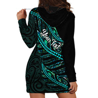 Personalised Aotearoa Hoodie Dress Silver Fern Mix Paua Shell Polynesian Pattern LT01 - Polynesian Pride