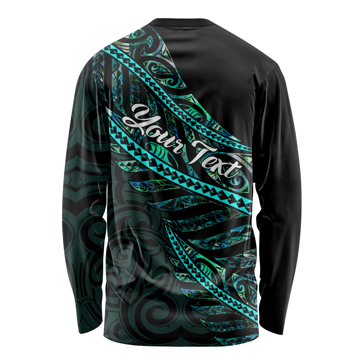 Personalised Aotearoa Long Sleeve Shirt Silver Fern Mix Paua Shell Polynesian Pattern LT01 - Polynesian Pride
