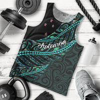 Personalised Aotearoa Men Tank Top Silver Fern Mix Paua Shell Polynesian Pattern LT01 Black - Polynesian Pride