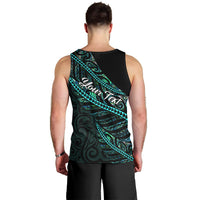 Personalised Aotearoa Men Tank Top Silver Fern Mix Paua Shell Polynesian Pattern LT01 - Polynesian Pride