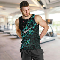 Personalised Aotearoa Men Tank Top Silver Fern Mix Paua Shell Polynesian Pattern LT01 - Polynesian Pride
