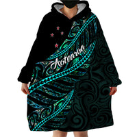 Personalised Aotearoa Wearable Blanket Hoodie Silver Fern Mix Paua Shell Polynesian Pattern LT01 - Polynesian Pride