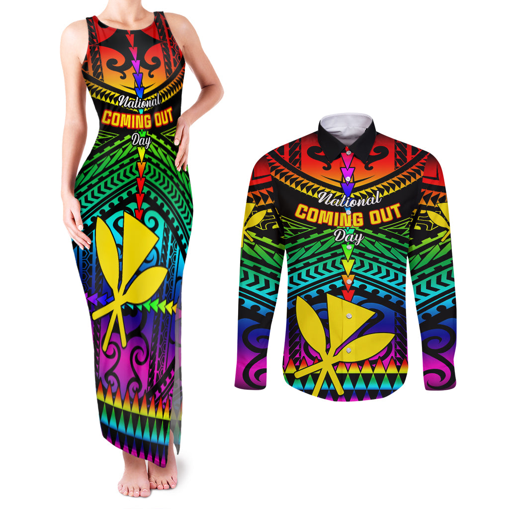 personalised-hawaii-couples-matching-tank-maxi-dress-and-long-sleeve-button-shirts-kanaka-maoli-kakau-2023-national-coming-out-day