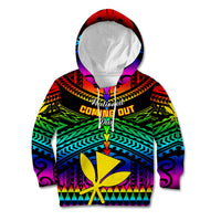 Personalised Hawaii Kid Hoodie Kanaka Maoli Kakau 2023 National Coming Out Day LT01 Hoodie Black - Polynesian Pride
