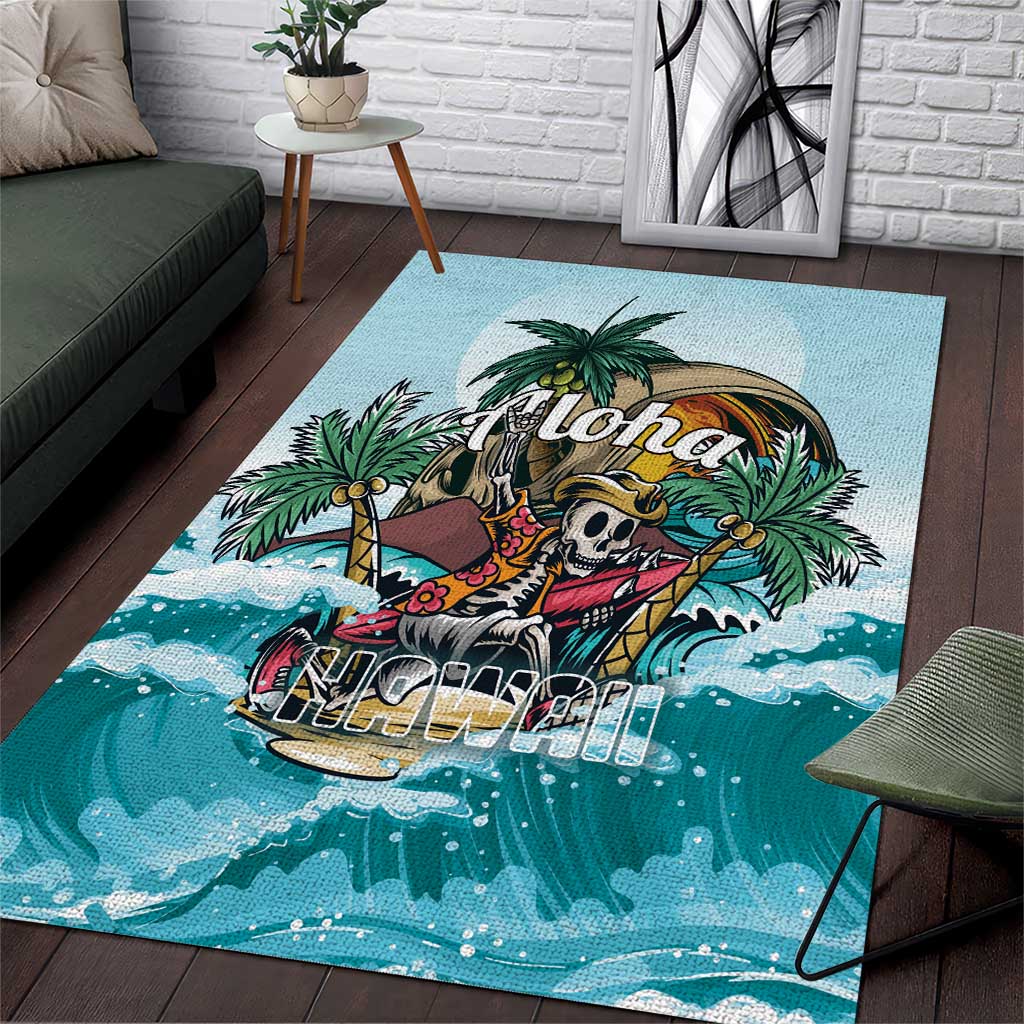 Aloha Hawaii Skeleton Area Rug Tropical Summer Vibe